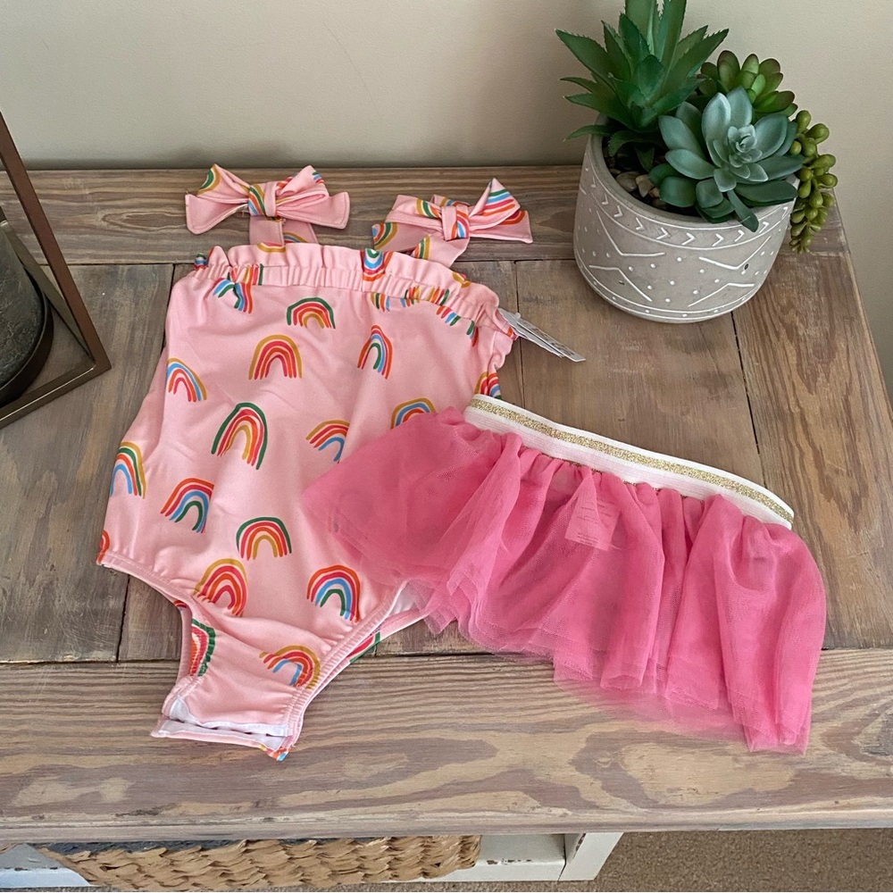 Mud Pie Rainbow Swimsuit & Tutu Set ☀️